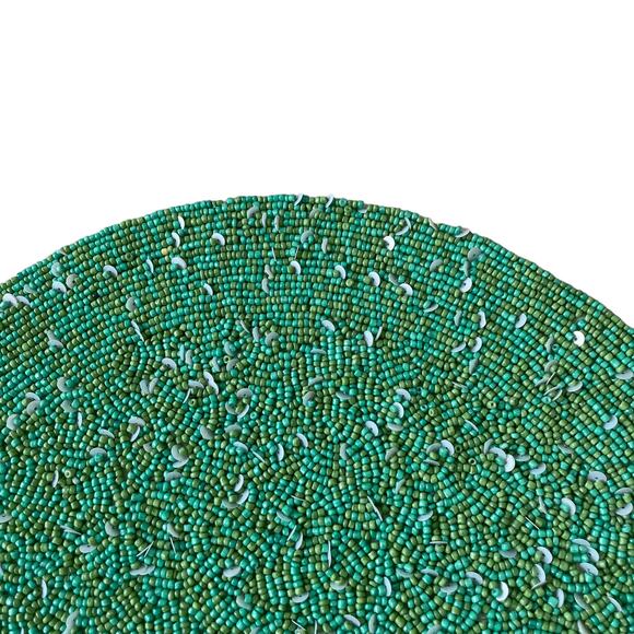 Tiramisu Christmas Hand Beaded Placemat 15in Holiday Glam Home Decor NEW - Picture 2 of 10